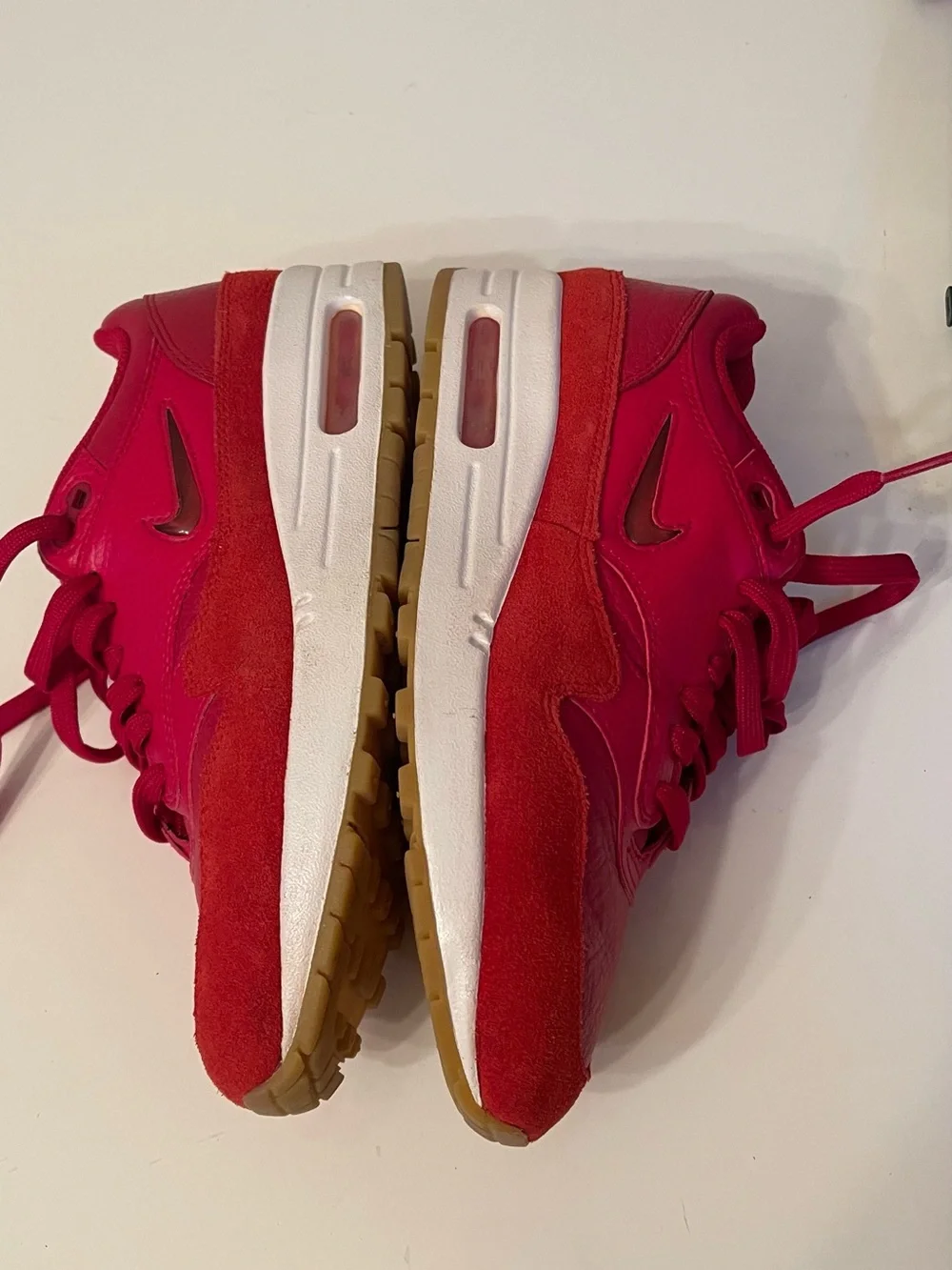 Nike Men's Red Leather and Suede Sneakers